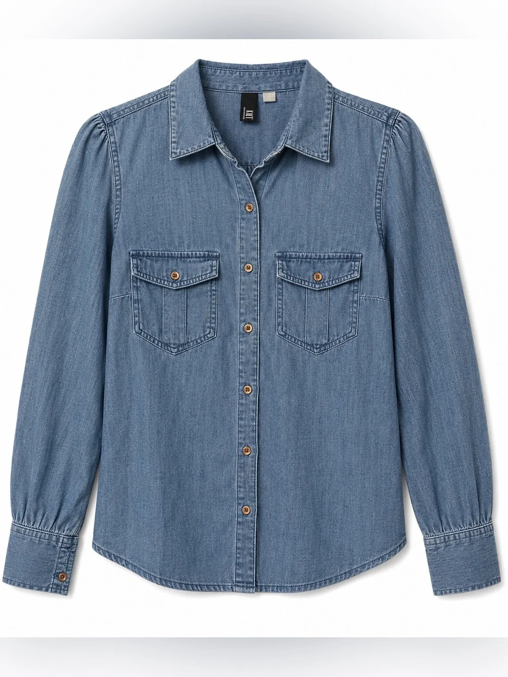 Kut from the Kloth Light Cotton Blend Denim Button-Up Shirt- S